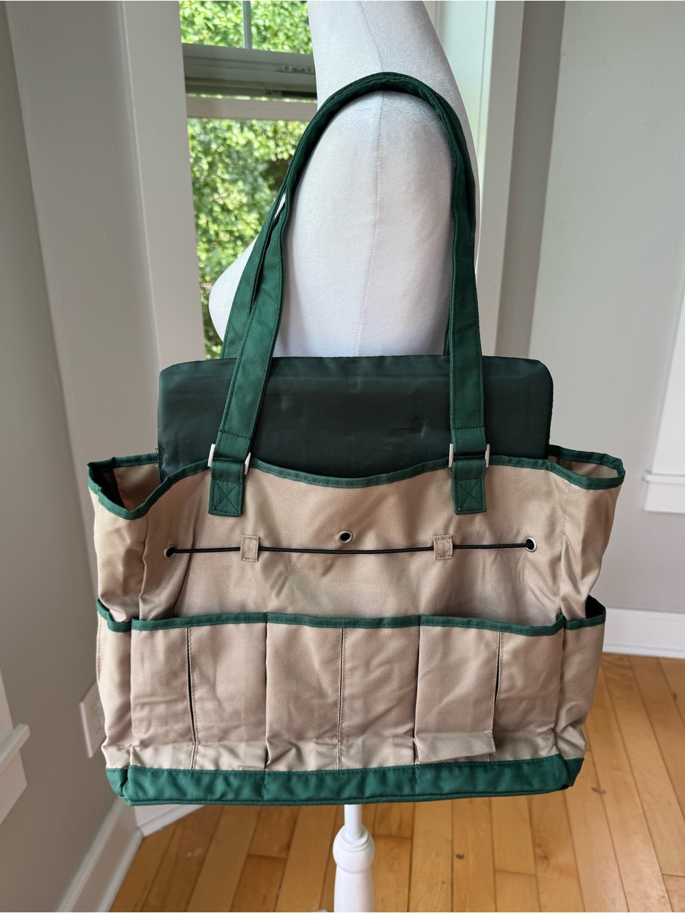 Sierra Club Tan Forest Green Nylon Gardening Tote Bag with Kneeling Pad New